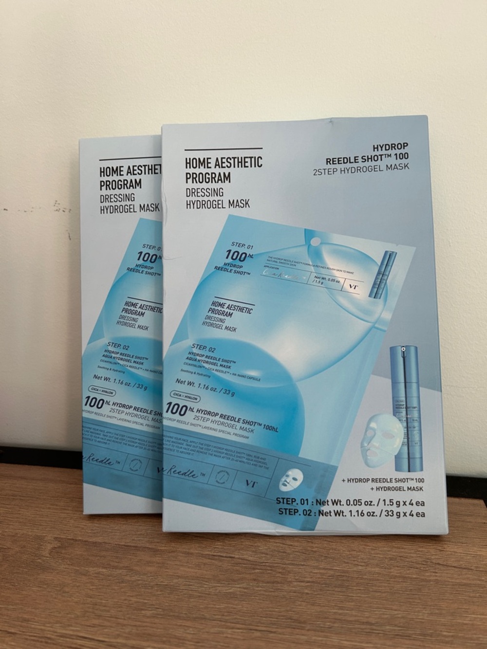 NWT set of 2 VT Cosmetics Hydrop Reedle Shot 100- 2 Step  Hydrogel Mask- 4 count